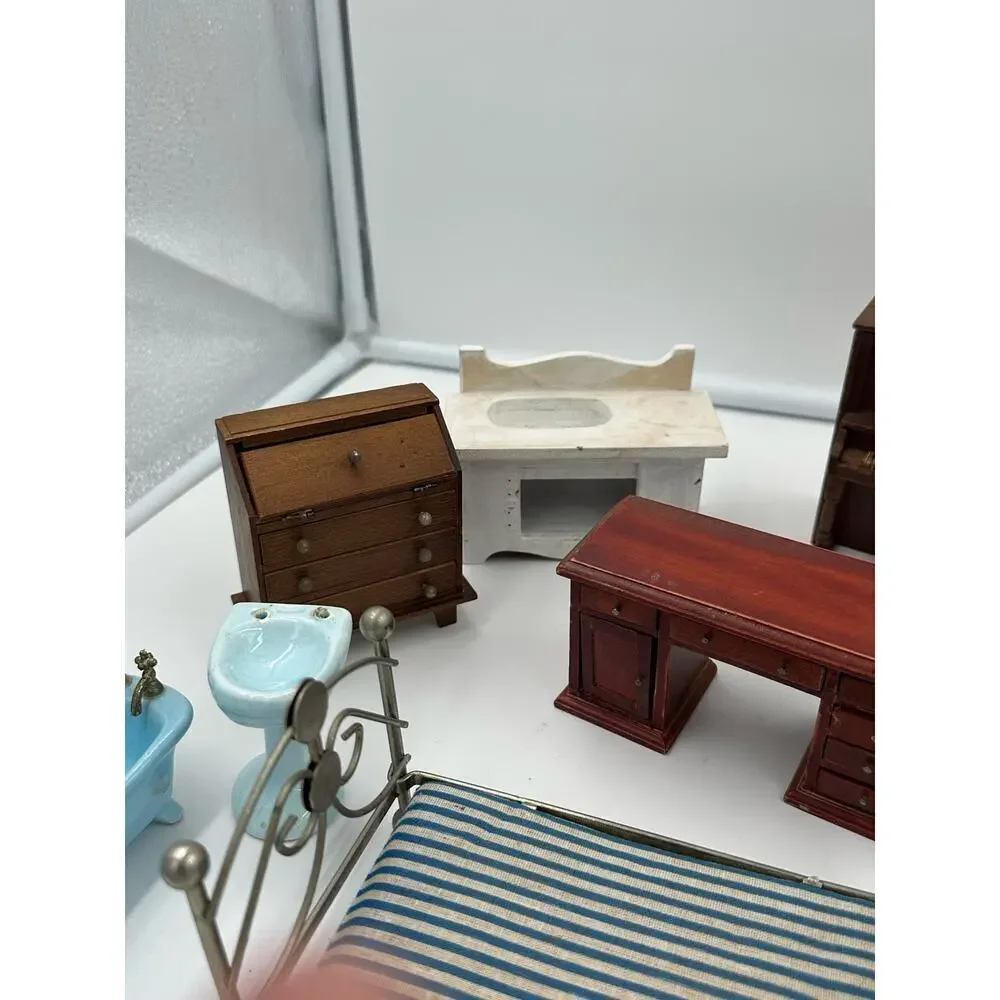 Lot of 9 Pieces of Vintage Doll Furniture